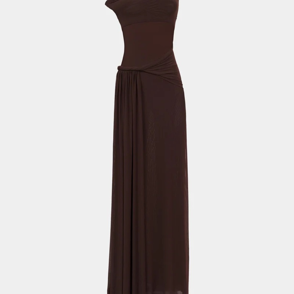 NEW: MISHA 'SISAL' MESH DRESS - US M - ESPRESSO - Picture 8 of 9